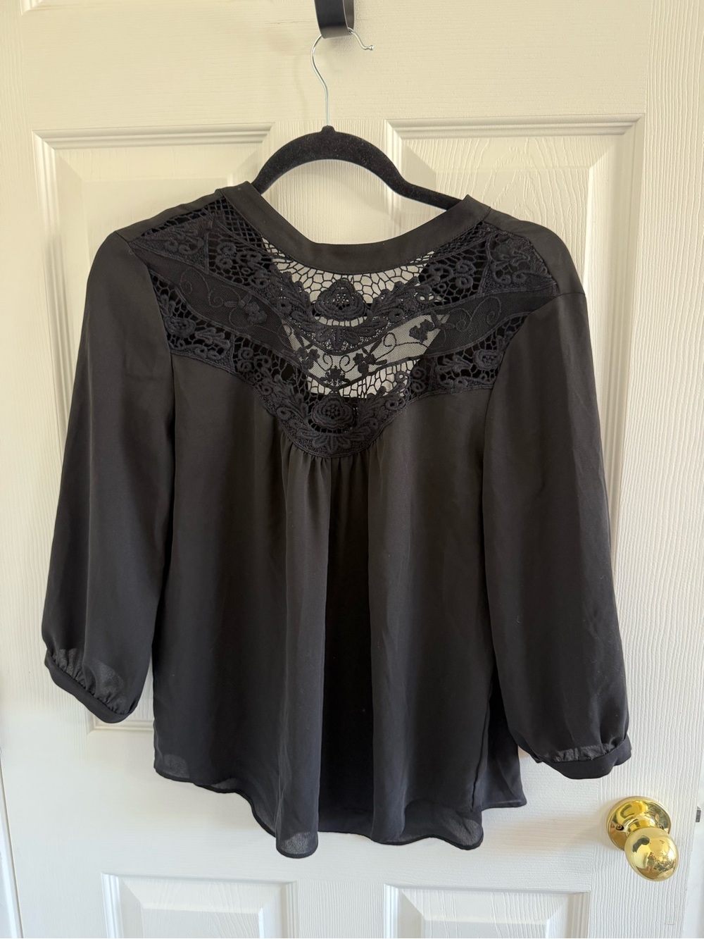 A. Byer Black Lace Yoke Women's Blouse